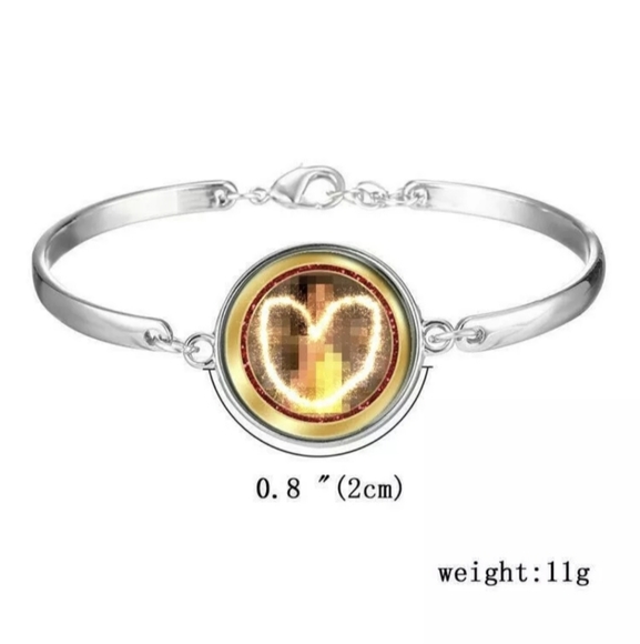 New Sagittarius Zodiac Glass Cabochon Silver Bracelet. - Picture 2 of 3